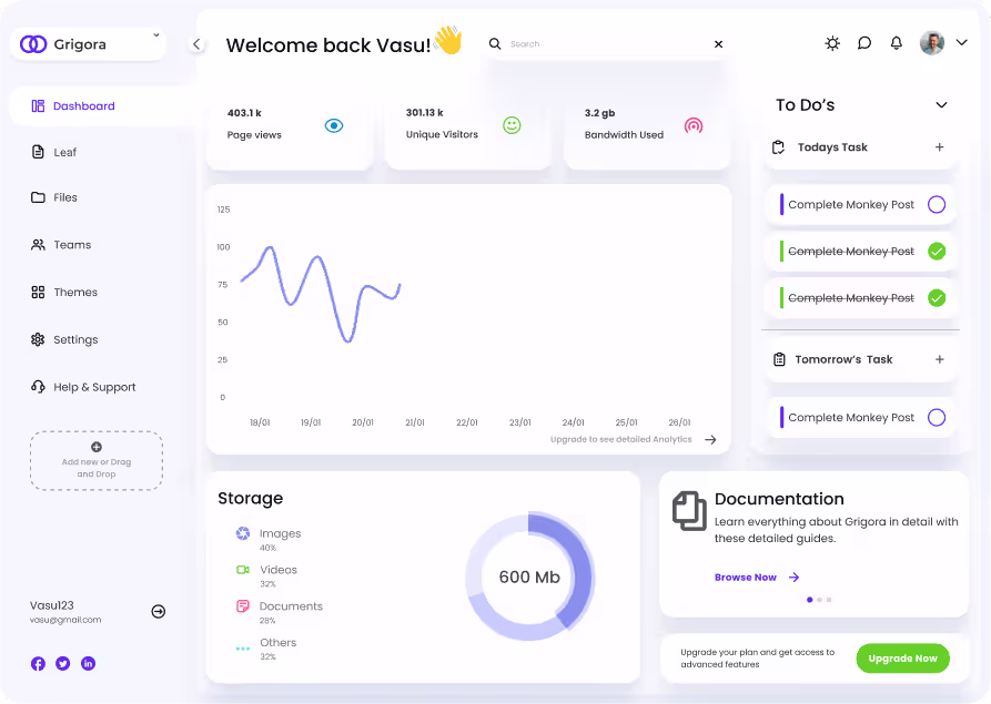 Grigora Dashboard