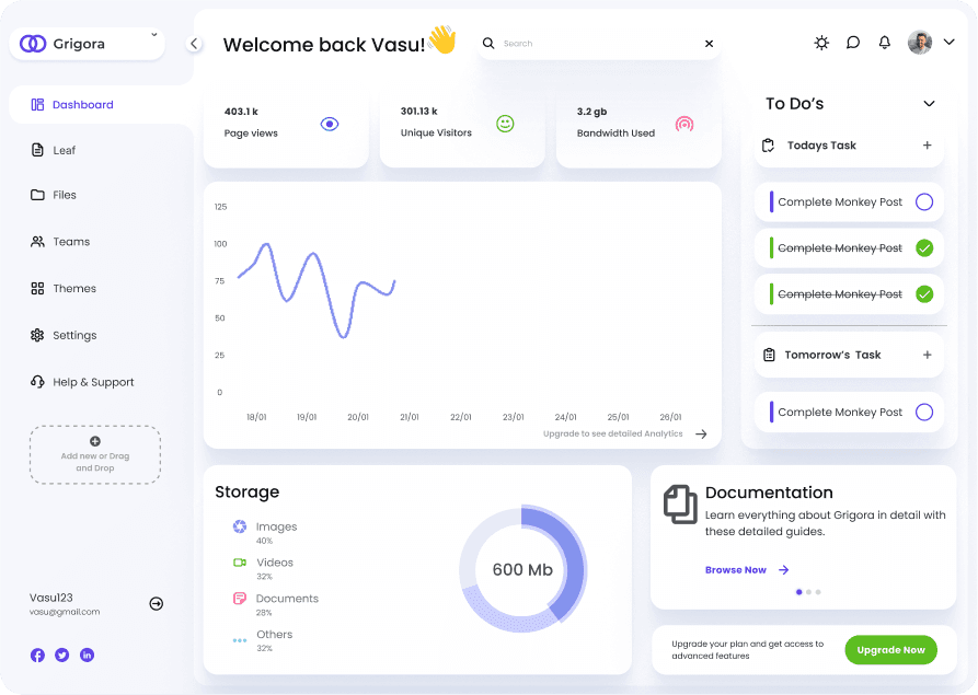 Grigora Dashboard