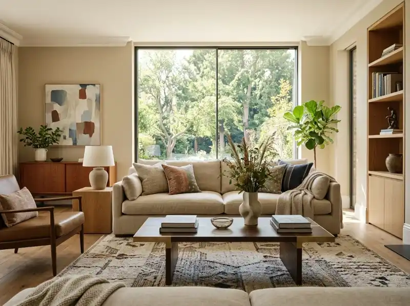 A light-filled living room in the interactive interior-design website example