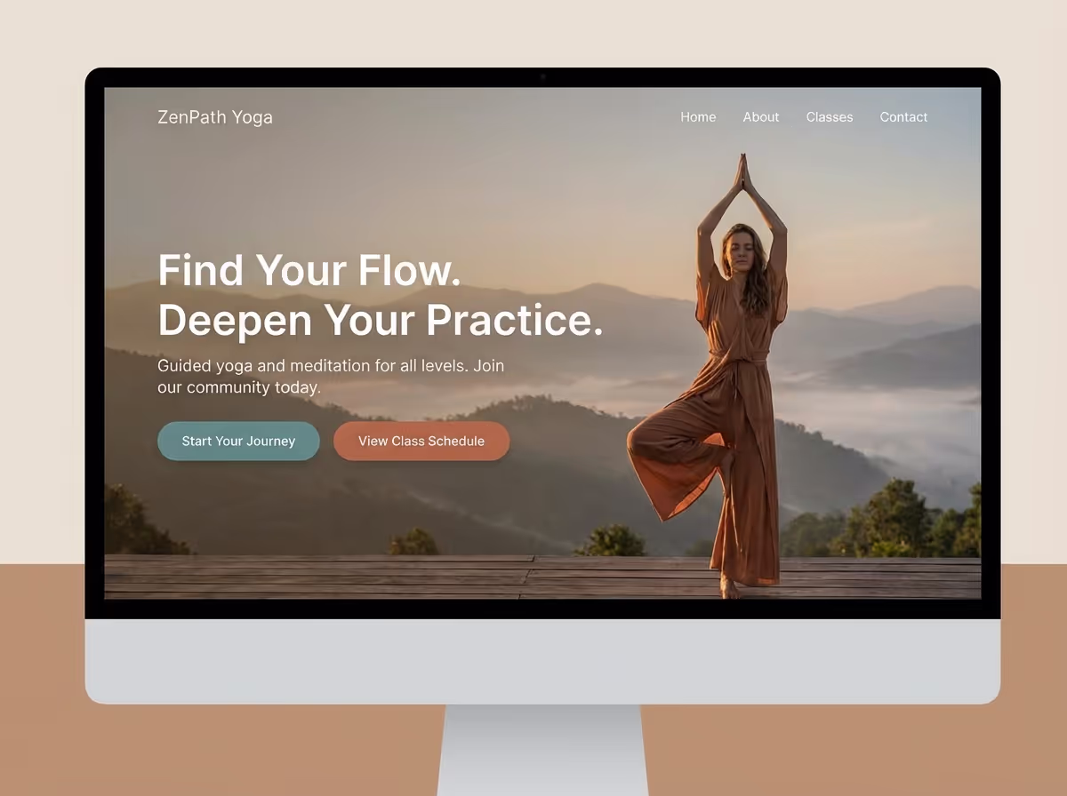 Create Websites for Yoga Teachers | AI Builder website preview